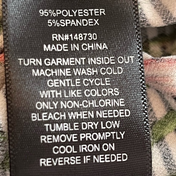 Eci NEW YORK BLACK WHITE STRIPE FLORAL PATTERN FAUX WRAP FLOUNCE SLEEVE DRESS XL - Picture 7 of 10